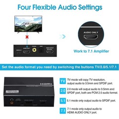 1×1 HDMI EARC Extractor 4K 1 In 1 Out 120Hz HDMI Splitter Audio Converter
