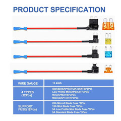 12 Pack 4 Types Fuse Tap Automotive 12V，Car Add-A-Circuit ，Standard Mini Micro2