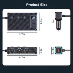 9in1 Car Cigarette Lighter Socket Splitter USB C Fast Charger 3Way Power Adapter