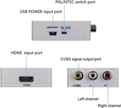 Mini HDMI to AV Converter 1080P HDMI2AV RCA Adapter NTSC PAL White