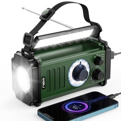 10000mAh/37000mWh Emergency Radio – Solar Radio – Hand Crank – Dark Green