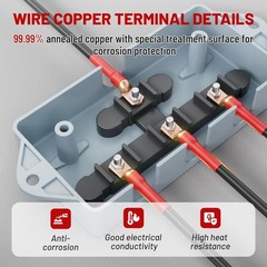 20PCS 4 AWG Gauge Copper Lugs w/ BLACK & RED Heat Shrink End Ring Terminals Wire