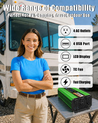 2000 Watt Pure Sine Wave Inverter, DC 12V to 120V AC Power Inverter for Vehicle,