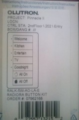 LUTRON RALK-5W-AO-LA-E RadioRA 5 Button Kit Control Switch Almond Radio RA