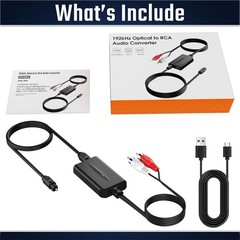 192kHz Digital to Analog Audio Converter Optical SPDIF to RCA DAC Cable 7ft/2m