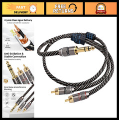 6.35mm TRS to Dual RCA Y Splitter Cable, 6.56ft Hi-Fi Audio Cord, Gold-Plated Co