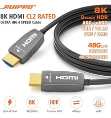 8K HDMI Fiber Optic Cable CL2 Rated 15 Feet 48Gbps 8K60Hz 4K120Hz Dynamic HDR