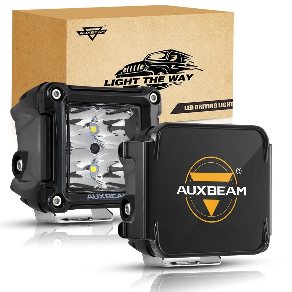 AUXBEAM 3″inch LED Driving Light Bar SPOT Pods Work Lamp & Black Cover Shield