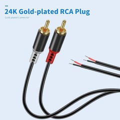 RCA to Speaker Wire Adapter, 2 Bare Cables Plug Adapter – 6.6FT