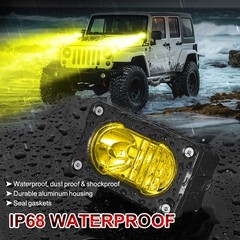 2x 3″ LED Pods Light Bar Amber Yellow Fog Lamp Offroad Driving Truck ATV &Wiring
