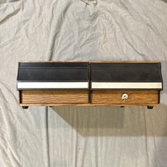 Brown Wood Media Storage Box Organizer with 2 Pull-Out Drawers