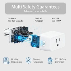 15A Energy Monitoring Wi-Fi Smart Plug – Voice Command Enabled, Compact Design