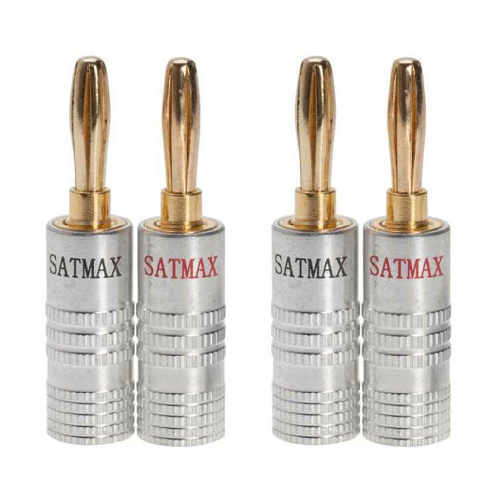 4 pcs Audio Screw Banana Plug 24K Gold Plated Speaker Wire Jack Connector