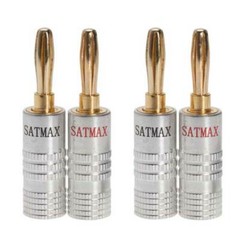 4 pcs Audio Screw Banana Plug 24K Gold Plated Speaker Wire Jack Connector