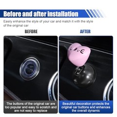 Love Heart Car Push Start Button Cover, Metal Car One-Button Starter Pink