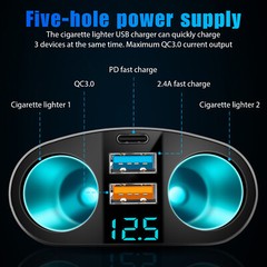 Outlet 12V Dual USB Car Cigarette Lighter Socket Splitter Power Adapter Charger