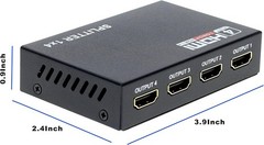 HDMI Splitter 1 in 4 Out HDMI Video Splitter Duplicate/Mirror Screen Monitor HD