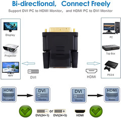 2-Pack DVI-D Male to HDMI Female Adapter for HDTV PC Monitor Projector Blu-ray