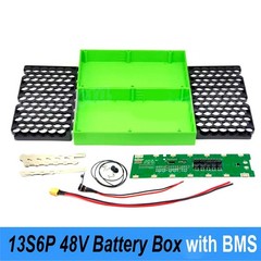 DIY 48V 13S6P 18650 Battery Pack Box with 13S 30A BMS + Holder & Nickel Assembly