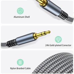 Aux Cord 10ft, 3.5mm Audio Cable – Nylon Braided 3.5mm Male to Male AUX Cable…