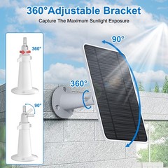 10W Solar Panel Charger for Security Camera Waterproof & Adjustable Wall Mount
