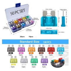 50- 300Pcs Car Fuse Assortment Kit Mini Blade & Standard Automotive Fuses Set