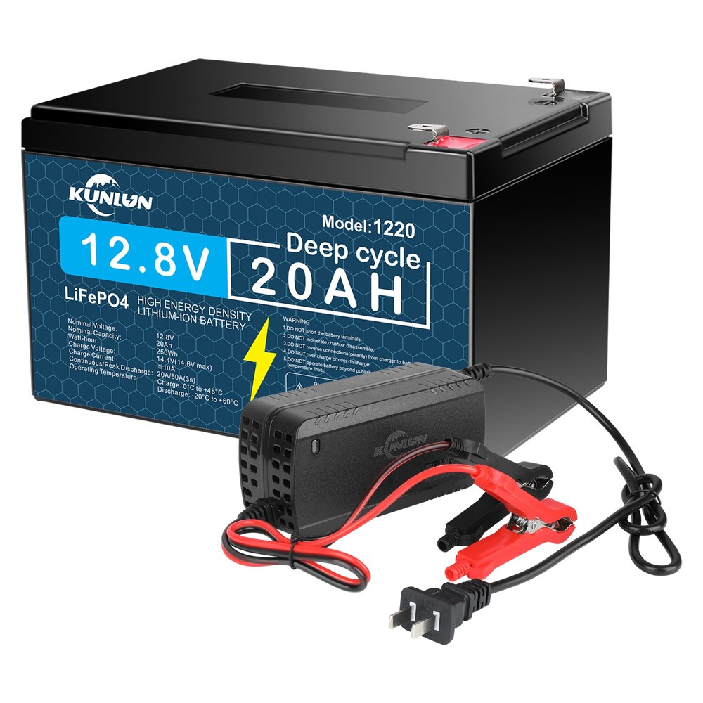 12V 20Ah LiFePO4 Lithium Battery with Charger, Built-in 20A BMS, for Power Wheel