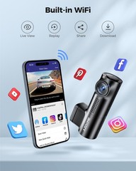 AZDOME Small Dash Cam for Cars WiFi 1296P FHD Parking Modes Loop Recording 1080P