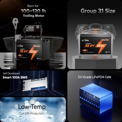 LiTime 36V 50Ah Group 31 Lithium LiFePO4 Battery for Trolling Motor-Refurbished