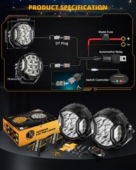 AUXBEAM 5inch Side Shooter LED Work Light Bar Pods Fog Lamp Offroad Driving DRL