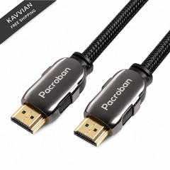 Pacroban 8K Certified HDMI 2.1 Braided Cable(3ft) Supports 48Gbps 3ft, Black