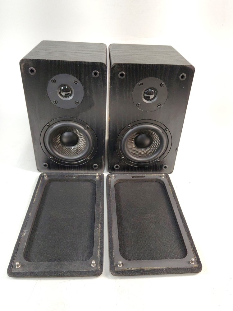 Micca MB42 Black Bookshelf Speakers 9.5×6.75×5.75 Inches No Wires Tested Works