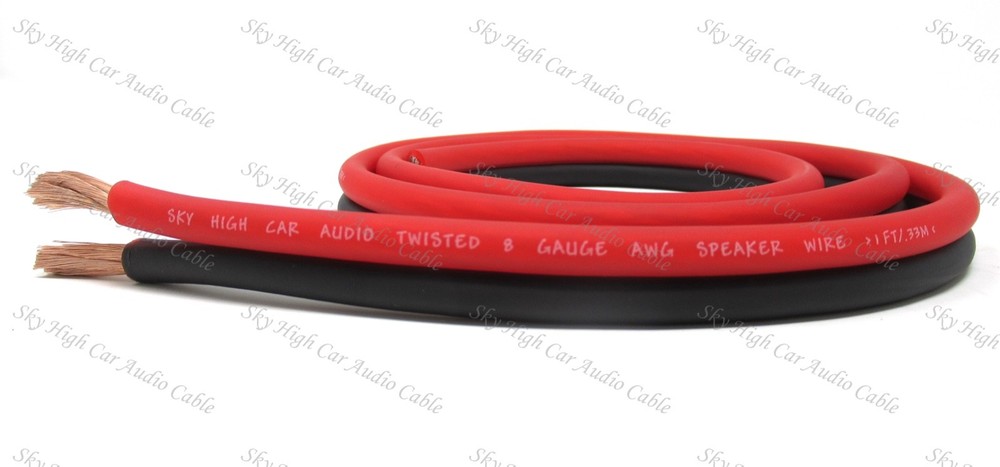 25 ft TRUE 8 Gauge AWG RD/BK Sky High Car Audio Speaker Wire Car Home Audio