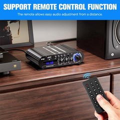 Bluetooth 5.0 Stereo Audio Receiver Amplifier 2.1 Channel Hi-Fi Amp &USB/RCA/AUX
