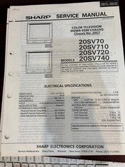 ORIG. SHARP 20SV70 20SV710 20SV720 20SV740 TV Repair & Service Manual *ORIGINAL*