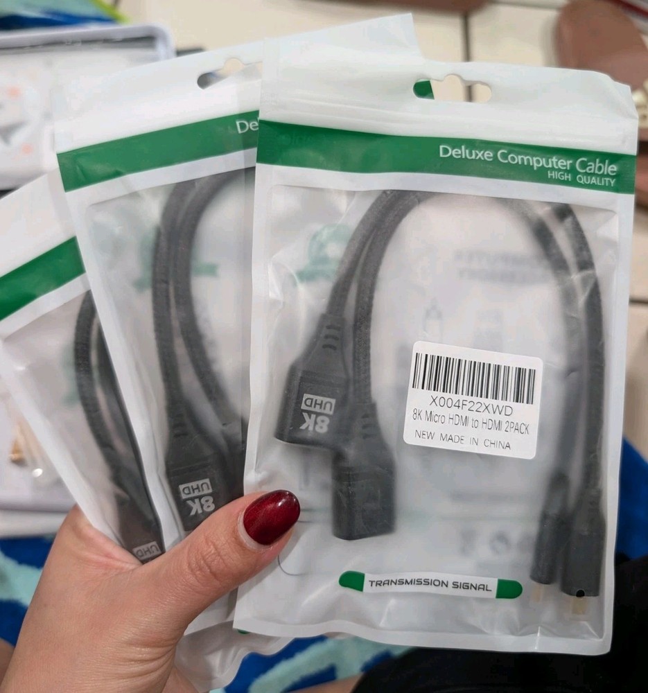 3pk/8K Micro HDMI Male to HDMI Standard Female Adapter Cable 2 Pack Black