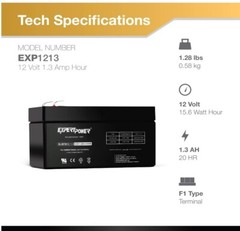 ExpertPower 12V 1.3Ah Replacement Battery for D1.3S