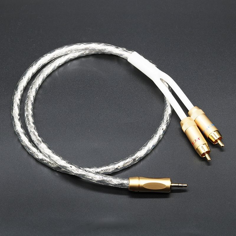 Original MCA Stereo 3.5mm to 2RCA Audio Cable Silver Plated Hi-Fi For Auidophile