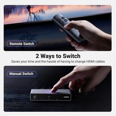 UGREEN HDMI 2.1 Switch 8K@60Hz 3 in 1 Out with Remote Support 3D CEC HDR HDCP2.3