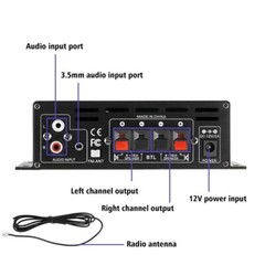 800W 2 Channel Bluetooth Mini HIFI Power Amplifier Audio Stereo Amp Home Car FM