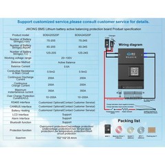 JK Smart BMS Active Balance 8S-24S 200A Li-Ion LiFePo4 Battery BMS BT/RS485 lot