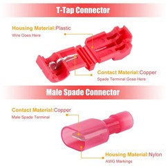 60/480Pcs T-Taps Wire Terminals Connectors Insulated 22-10 AWG Quick Splice Kit