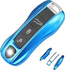 Key Fob Cover, 3-Piece Painted Key Shell Compatible with Taycan Ca Color: blue