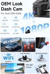 4K+1080P Dash Cam Front and Rear for Audi 2019-2026 Q3 Q5 Q6 Q7 Q8,A3 A4 A5 A6