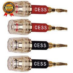 CESS-220 Pin Banana Plug to 4Mm Female Banana Jack/Speaker Wire, 4 Pack