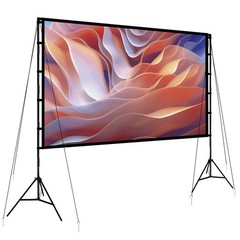 120″ Projector Screen w/ Stand 16:9 4K HD Rear Front Wrinkle-Free Portable