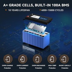 24V 100Ah LiFePO4 Lithium Battery for RV Marine Solar Trolling Motor 100A BMS