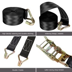 2 Pack 2 Inch Ratchet Straps Heavy Duty 2 inches wide, 20 feet long, Black