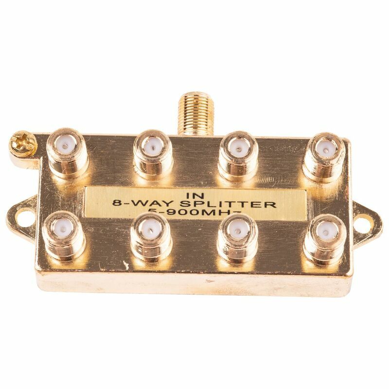 8-Way Coax Video Splitter Digital HD Cable TV F Type RG6 RG11 RG59 5-900 MHz 1×8