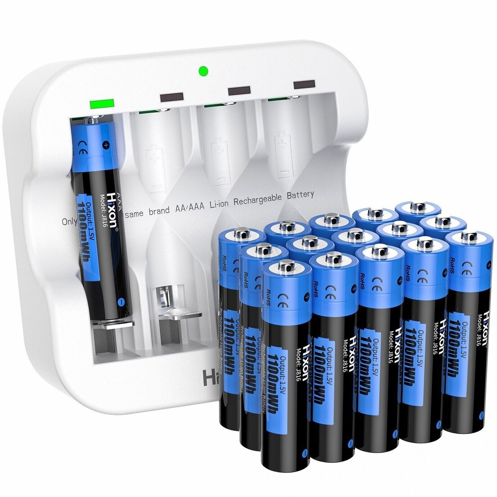 Hixon Lithium AAA Batteries 1.5V AAA Rechargeable Li-Ion Batteries 1100mWh Lot